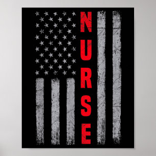 Sjuksköterska Distressed Amerikansk Flagga Design Poster