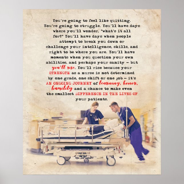 Sjuksköterska du Stiga upp inspiration och motivat Poster (Framsidan)