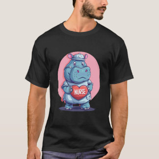 Sjuksköterska Flodhäst Stetoskop Sjuksköterska Upp T Shirt
