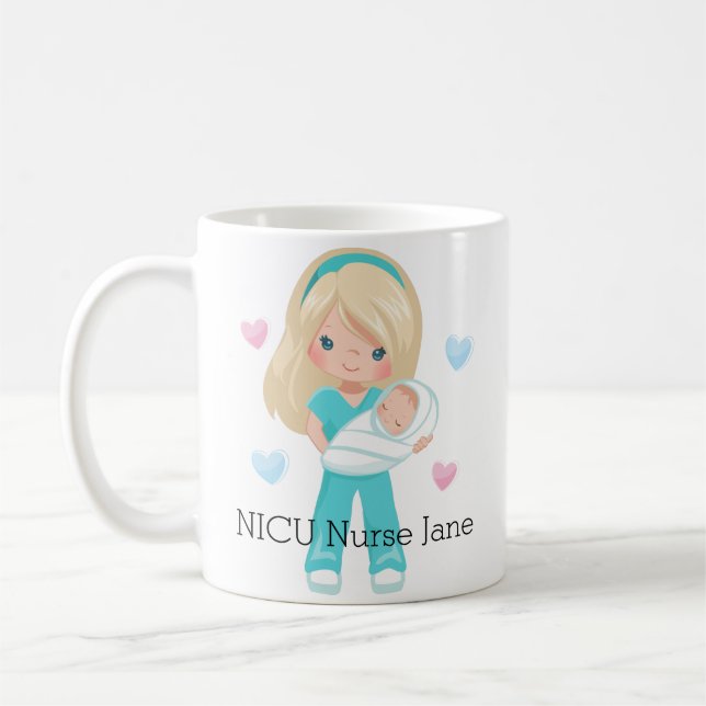 Sjuksköterska för hår NICU för personlig blond med Kaffemugg (Vänster)