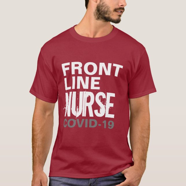 Sjuksköterska Frontliner Healthcare Covid 19 Typog T Shirt (Framsida)