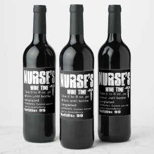 Sjuksköterska Funny Prescription Mediccal Caduceus Vinflaska Etikett