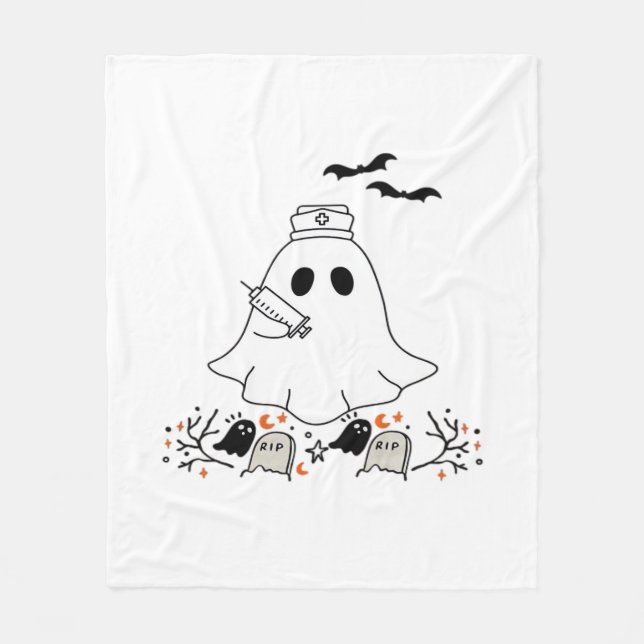 Sjuksköterska Ghost Cute Halloween Design Classic  Fleecefilt (Framsidan)