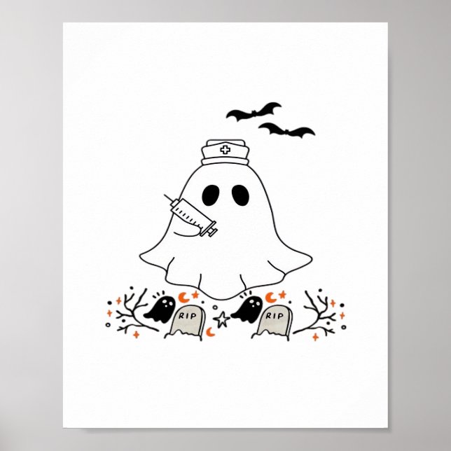 Sjuksköterska Ghost Cute Halloween Design Classic  Poster (Framsidan)