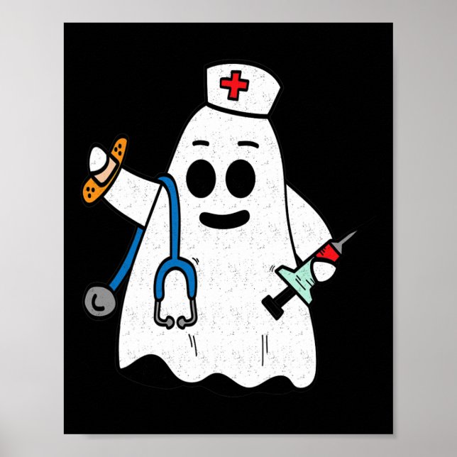 Sjuksköterska Ghost SCrub Cute Halloween Costume f Poster (Framsidan)