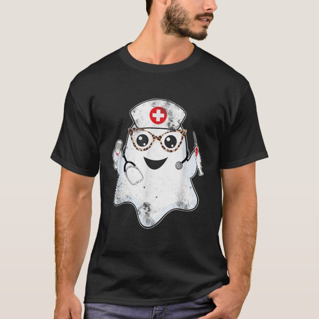 Sjuksköterska Ghost SCrub Top Halloween Costume fo T Shirt (Framsida)