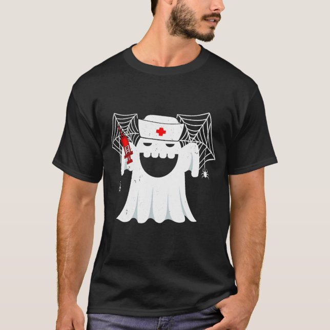 Sjuksköterska Ghost SCrub Top Halloween Costume fo T Shirt (Framsida)