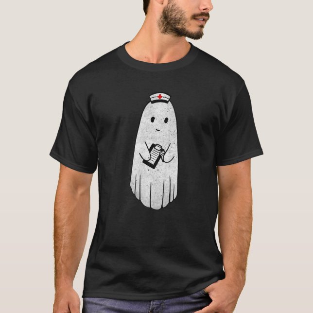 Sjuksköterska Ghost SCrub Top Halloween Costume fo T Shirt (Framsida)