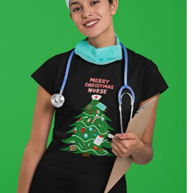 Sjuksköterska God Jul Gran T Shirt (Skapare uppladdad)