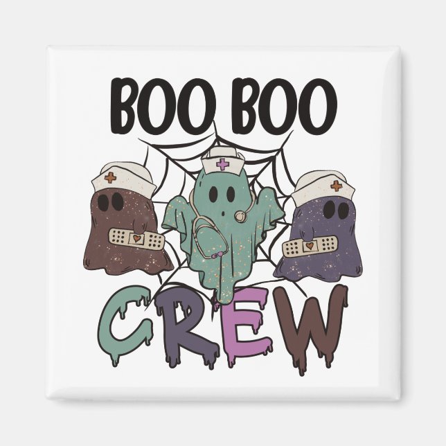 Sjuksköterska Halloween Boo Boo Crew Spöke Magnet (Framsidan)