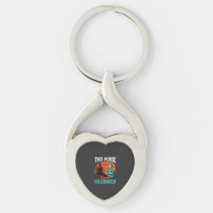 Sjuksköterska Halloween Kuslig Sjukvårdsdesign_1 Twisted Heart Silverfärgad Nyckelring