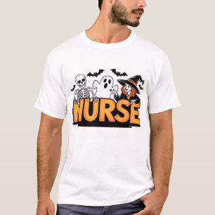 Sjuksköterska - Halloween - med spöke, häxa och sk T Shirt