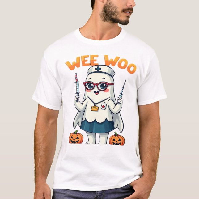 Sjuksköterska Halloween redo Klassisk T-Shirt (Framsida)