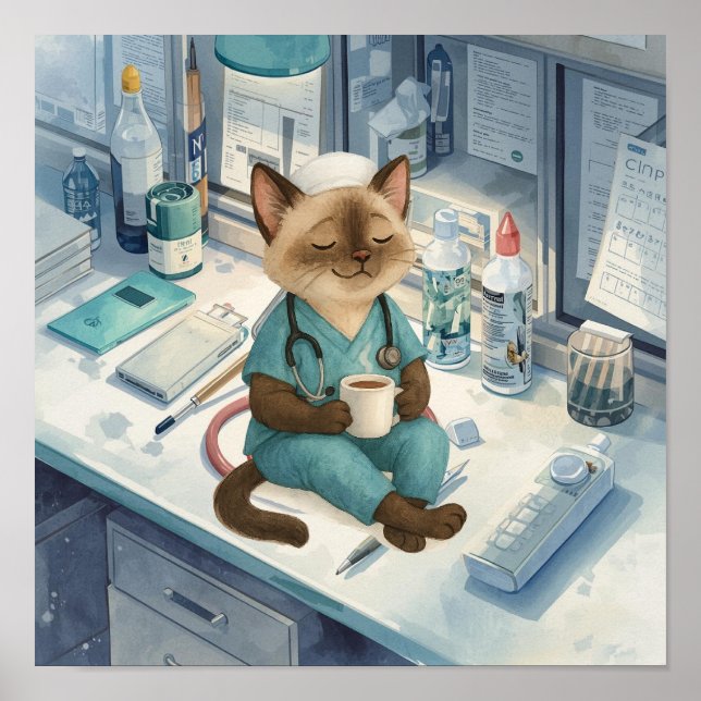 Sjuksköterska har kaffebrott poster (Framsidan)