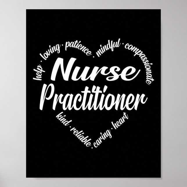 Sjuksköterska Heart Ord Cloud Poster (Framsidan)