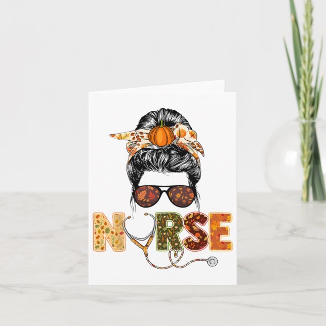 Sjuksköterska Höst Fall Thanksgiving Stetoskop Drä Kort (Framsida)