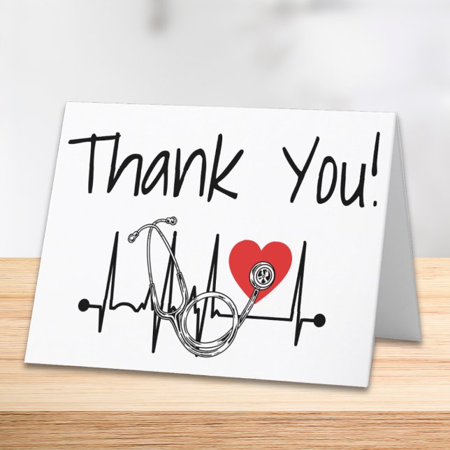 Sjuksköterska i Doktor Sjukdomshjärtstetoskop Sjuk Tack Kort (Say thank you to your favorite medical professional, whether a doctor, nurse, assistant, etc.)