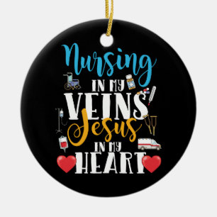 Sjuksköterska i min Veins Christian RN Nurse Julgransprydnad Keramik