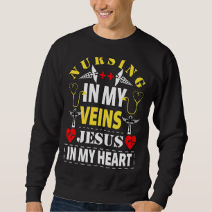 Sjuksköterska i mina kärror Jesus i mitt hjärt- oc Lång Ärmad Tröja