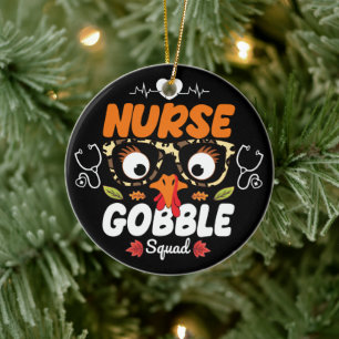 Sjuksköterska i Turkiet, gobble Squad Thanksgiving Julgransprydnad Keramik
