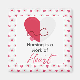 Sjuksköterska i Valentines day Rosa Heart Gift Magnet
