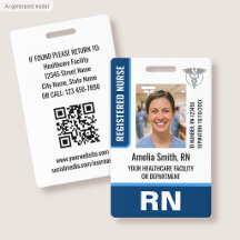 Sjuksköterska ID-märkefoto Logo RN Anställd Modern