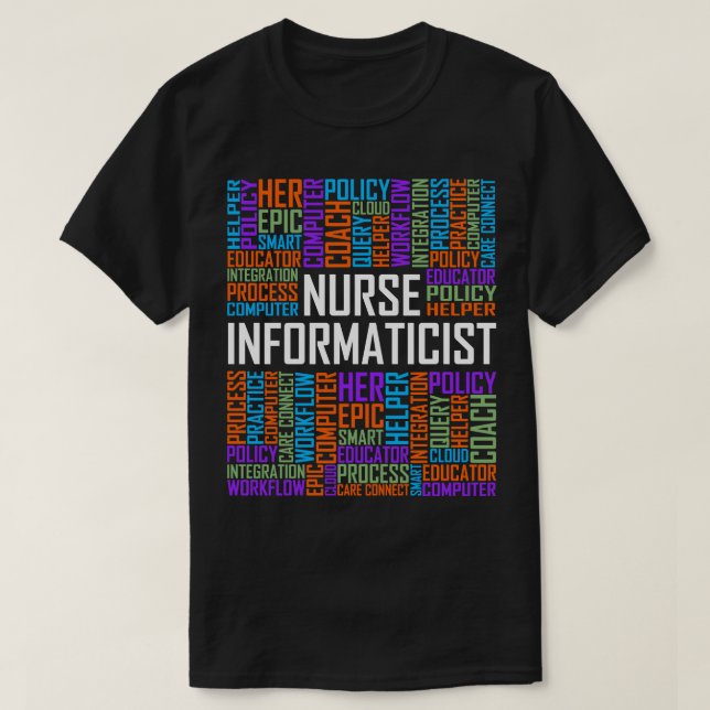 Sjuksköterska Informatikist Ord T Shirt (Design framsida)