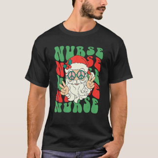 Sjuksköterska jul retro hippie tomte familj matcha t shirt