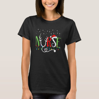 Sjuksköterska jul Santa hatt snö stetoskop ren T Shirt