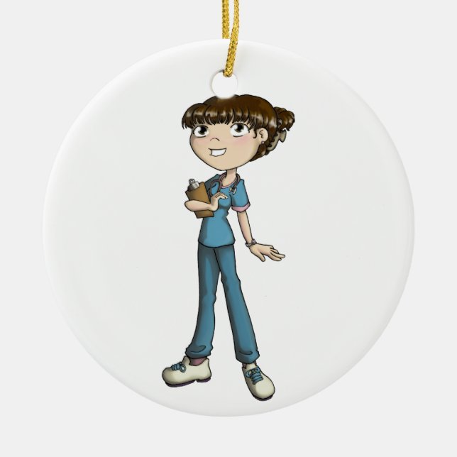 Sjuksköterska Julgransprydnad Keramik (Framsidan)