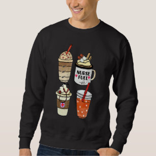 Sjuksköterska Kaffe Latte Iced Kaffe Handritad Lång Ärmad Tröja