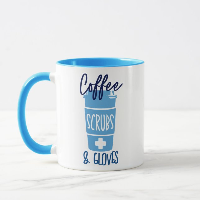 Sjuksköterska kaffeskrubbar och handskar  mugg (Vänster)
