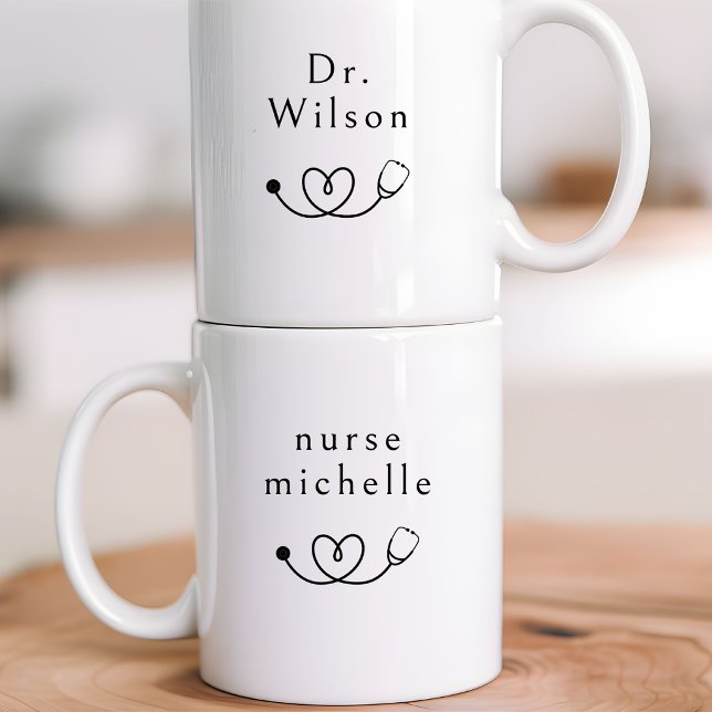 Sjuksköterska Läkare | Anpassad Minimalistisk Häls Kaffemugg (nurse life coffee mug gift, doctor life mug gift, hospital worker mug gift, medical professional mug)