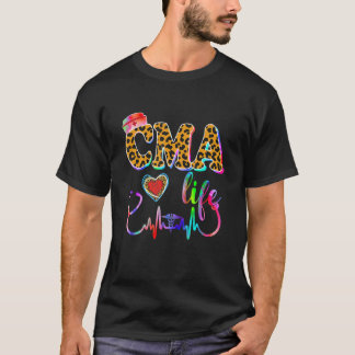 Sjuksköterska Leopard Tie Dye Cma Life Stetoskop T Shirt