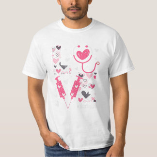 Sjuksköterska Life Cute Mönster Valentine T Shirt