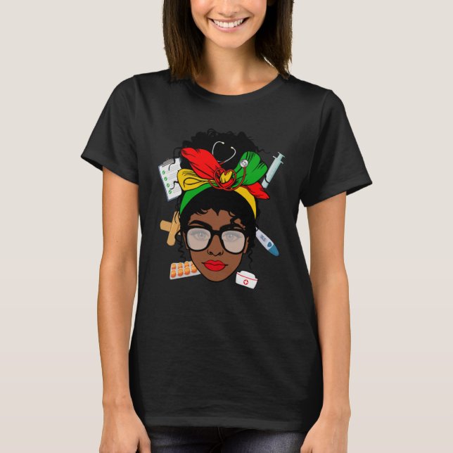Sjuksköterska Life Messy Bun Afro Medical Assistan T Shirt (Framsida)