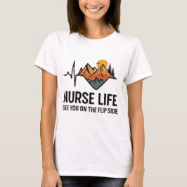 Sjuksköterska Life T-Shirt - EKG Heartline Mountai