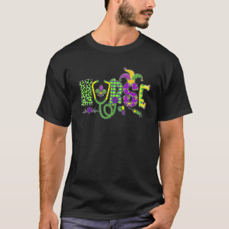 Sjuksköterska Mardi Gras Leopard Festival Festkläd T Shirt