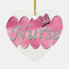 Sjuksköterska med fjärilen julgransprydnad keramik