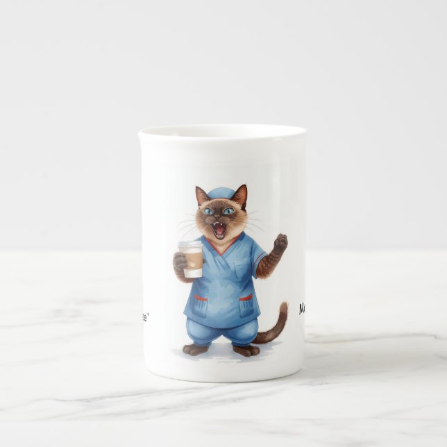 Sjuksköterska med kaffe kopp benporslin mugg (Framsidan)