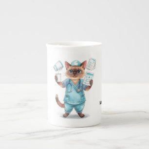 Sjuksköterska med kaffe kopp benporslin mugg