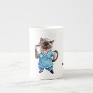 Sjuksköterska med kaffe kopp benporslin mugg