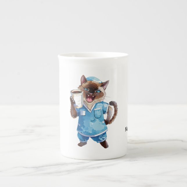 Sjuksköterska med kaffe kopp benporslin mugg (Framsidan)