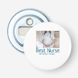Sjuksköterska med lägg till bild namn-text, sjuksk flasköppnare