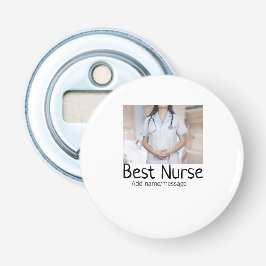 Sjuksköterska med lägg till bild namn-text, sjuksk flasköppnare