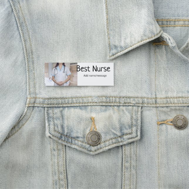 Sjuksköterska med lägg till bild namn-text, sjuksk namnbricka (På plats)