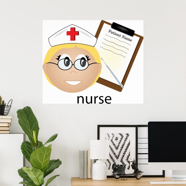 Sjuksköterska med medicinsk Urklipp och termometer Poster (Skapare uppladdad)