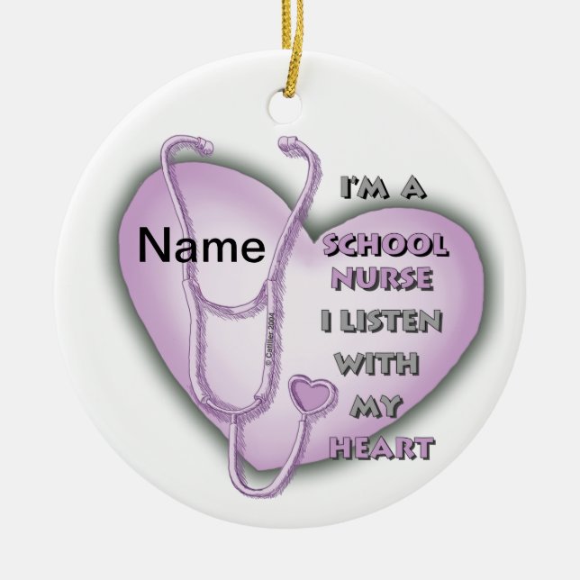 Sjuksköterska med Purple Heart Julgransprydnad Keramik (Framsidan)