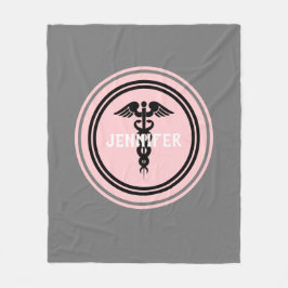 Sjuksköterska Medicinsk Caduceus Rosa Grått Anpas Fleecefilt