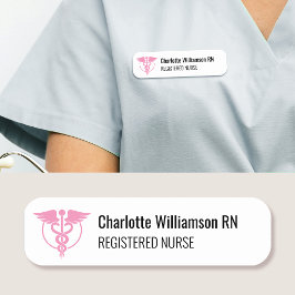 Sjuksköterska Namnskylt ID-märke Logo Rosa Namnbricka